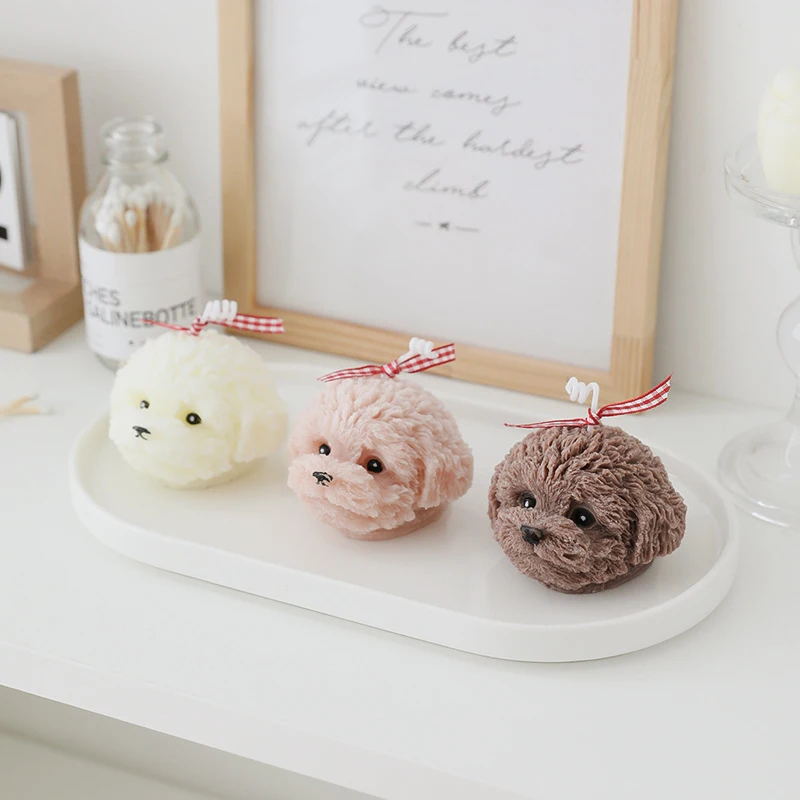 

Brown Teddy Head Handmade Aromatherapy Birthday Candle Romantic Soybean Candle Photo Props Home Decoration Lovely Ornaments