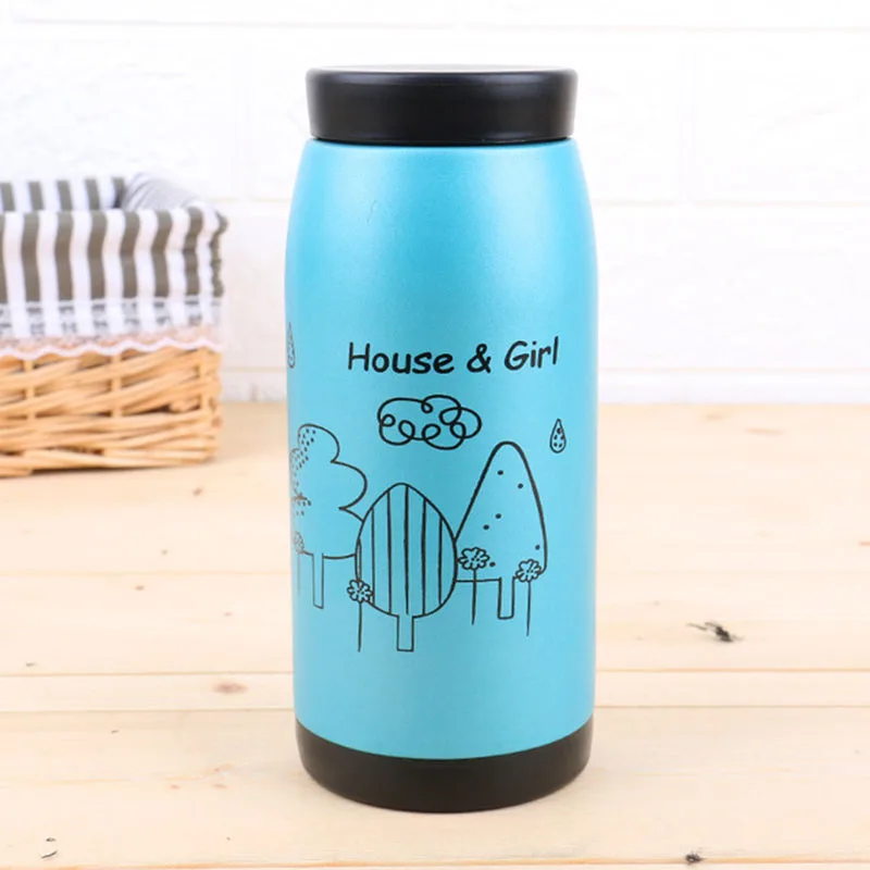 Korean Style Stainless Steel Thermos Cup Creative Matte illustration Big Belly Cartoon Drinkware | Дом и сад