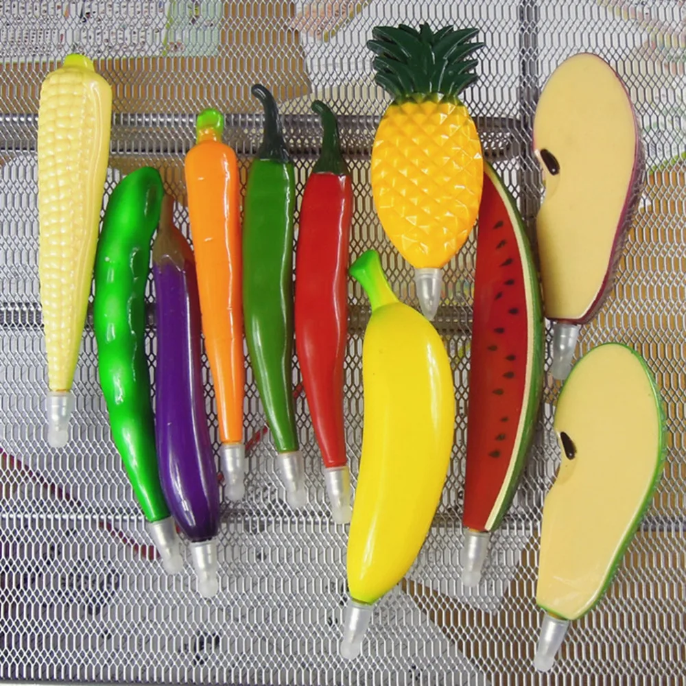 

1pcs Fruit Ball Pen Cartoon Watermelon Strawberry Eggplant Orange Shaped Ballpoint Pen Drawing Supplies Escolar School