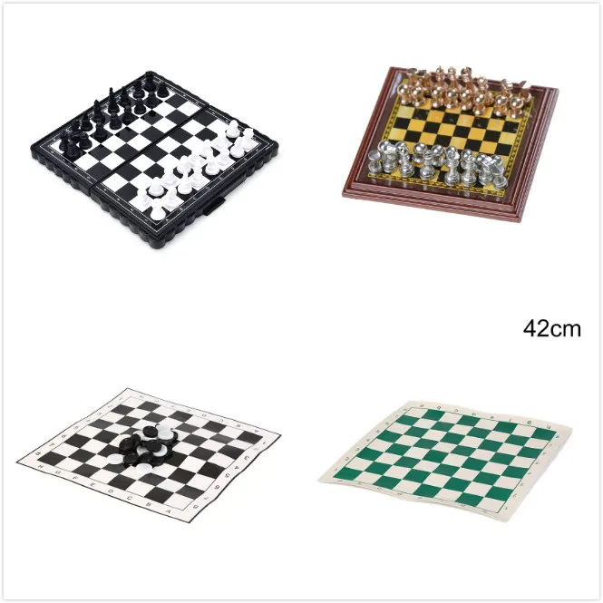 

New Design 3 in 1 Metal International Chess Set Board Travel Games Chess Backgammon Draughts Entertainment