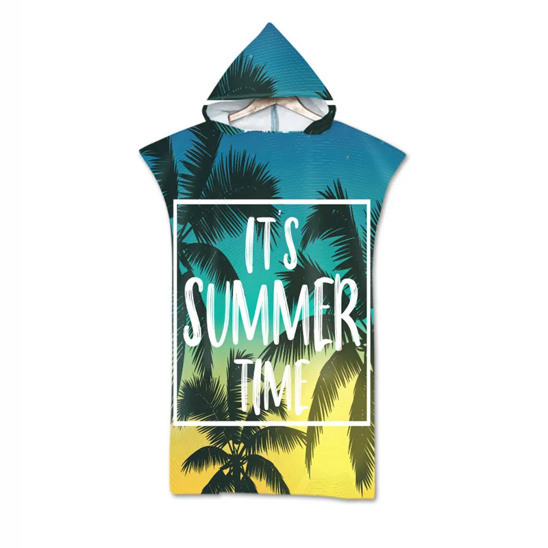 

Beach Bath Pool Swimming Towel Robe Microfiber Hooded Surf Poncho Towel Outdoor Changing Dryrobe Tropical Bathrobe Wetsuit Adult