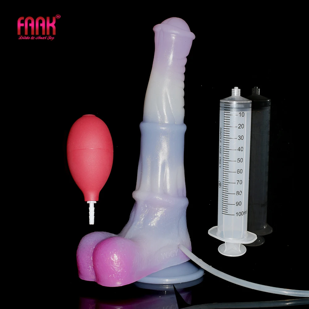 FAAK New Squirting Dildo Silicone Animal Horse Penis With Sucker Spray Ejaculation Ogasm Fetish Sex Toys Shop For Women | Красота и