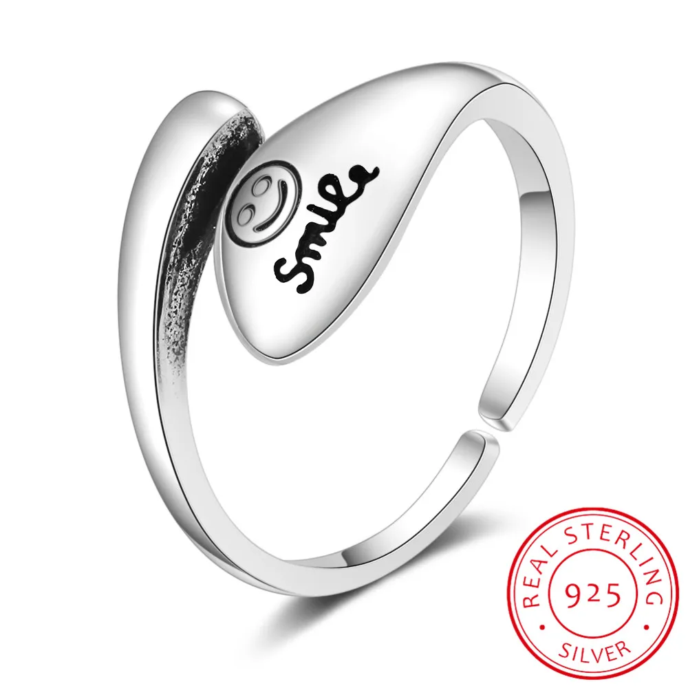 Кольцо с улыбкой из серебра S925 пробы винтажное ювелирное изделие многослойным