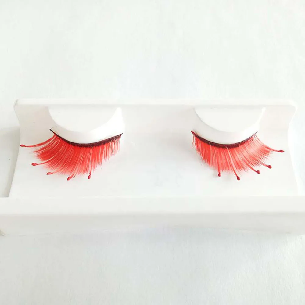Пара женские вечерние ресницы для Хэллоуина макияжа красные венатуральные