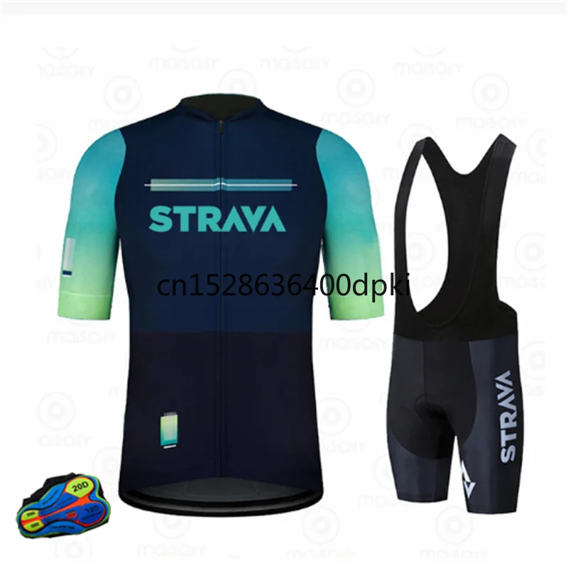 

STRAVA Cycling Jersey sets Bicycle Short Sleeve Cycling Clothing Bike maillot Cycling Jersey Bib shorts Mtb Bike Downhill