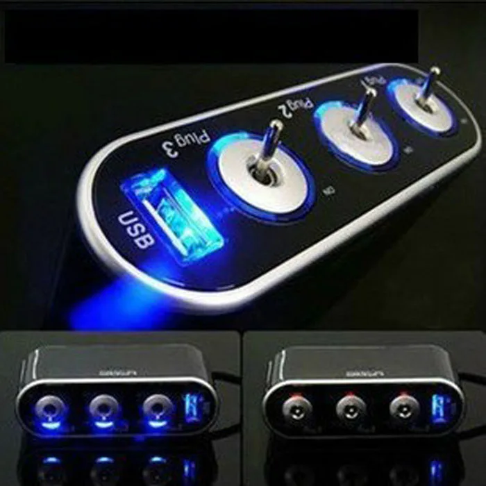Новый автомобильный прикуриватель Usb розетка 3 Way Тройной для автомобильного