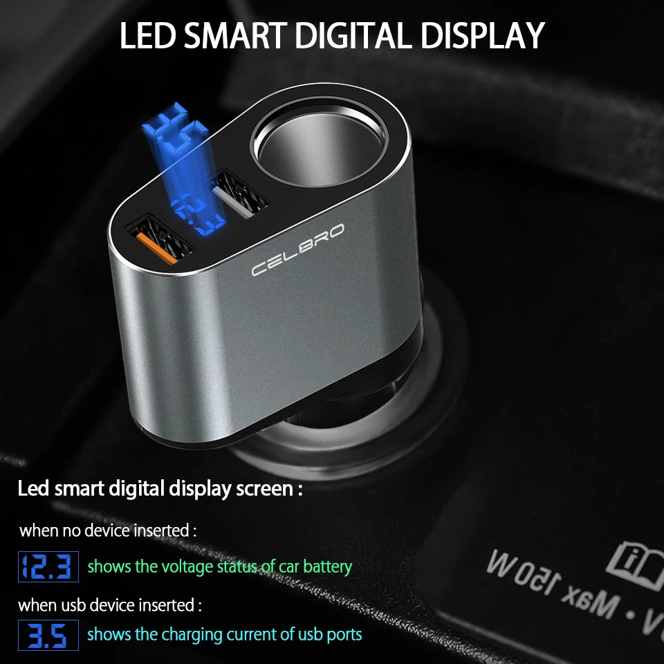 Автомобильное зарядное устройство для прикуривателя адаптер быстрой зарядки QC 3