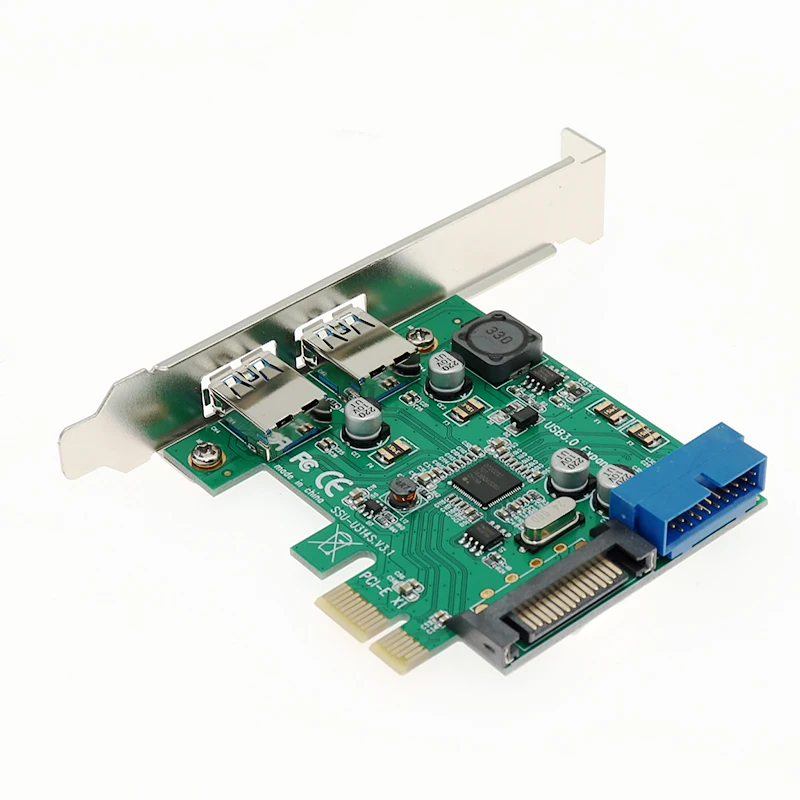 USB 3 0 pci express 19-pin 20 P pin адаптер 2 порта к PCI-e контроллер USB3.0 PCI e PCIe конвертер карта |