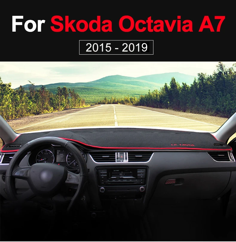 Коврик для приборной панели автомобиля Skoda Octavia A7 LHD Избегайте подкладок под светильник, защита от УФ-лучей, аксессуары для ковров
