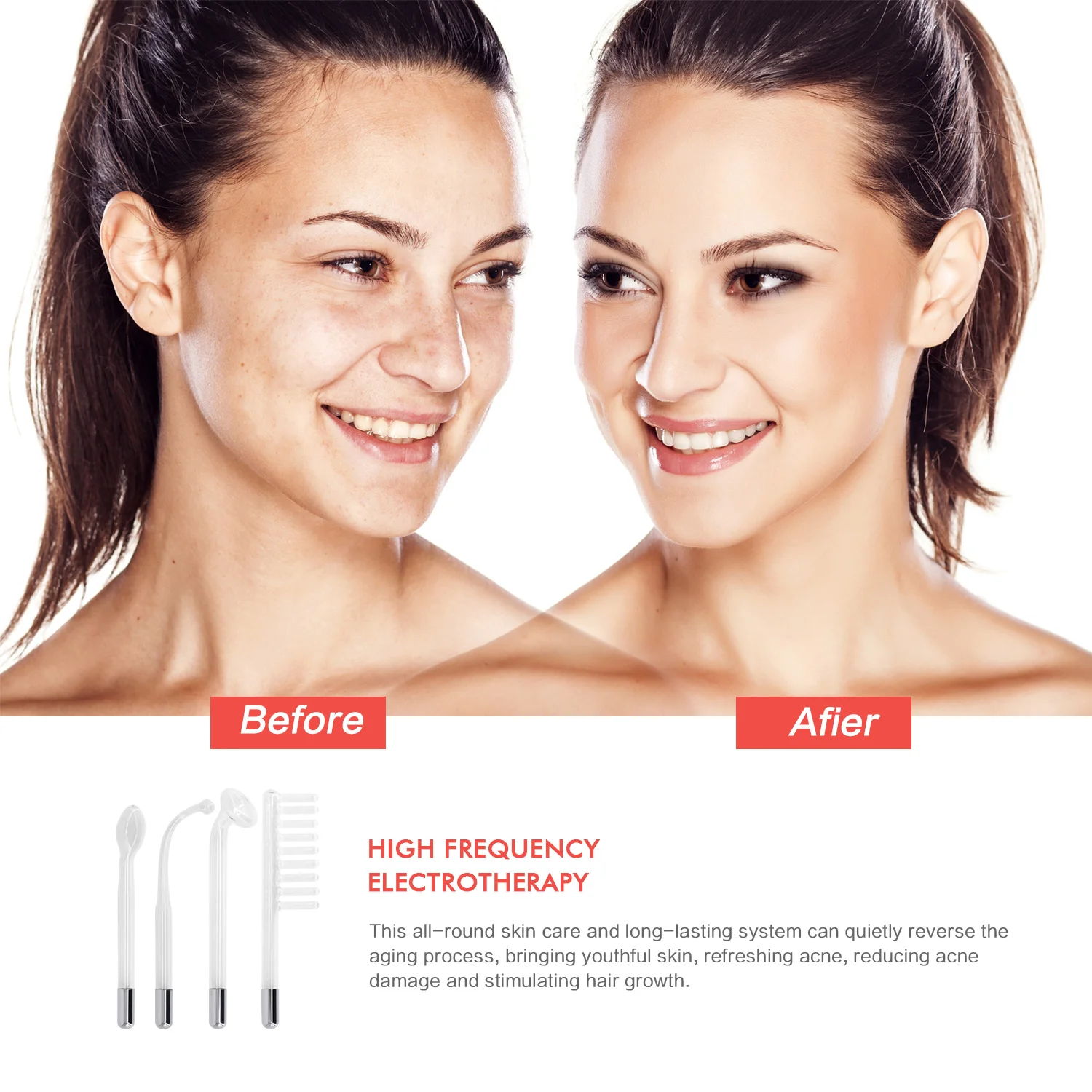 

Professional High Frequency Wand Portable Skin Care Tools Spot Acne Remover Device Facial Massager Spa Beauty Machine for Women