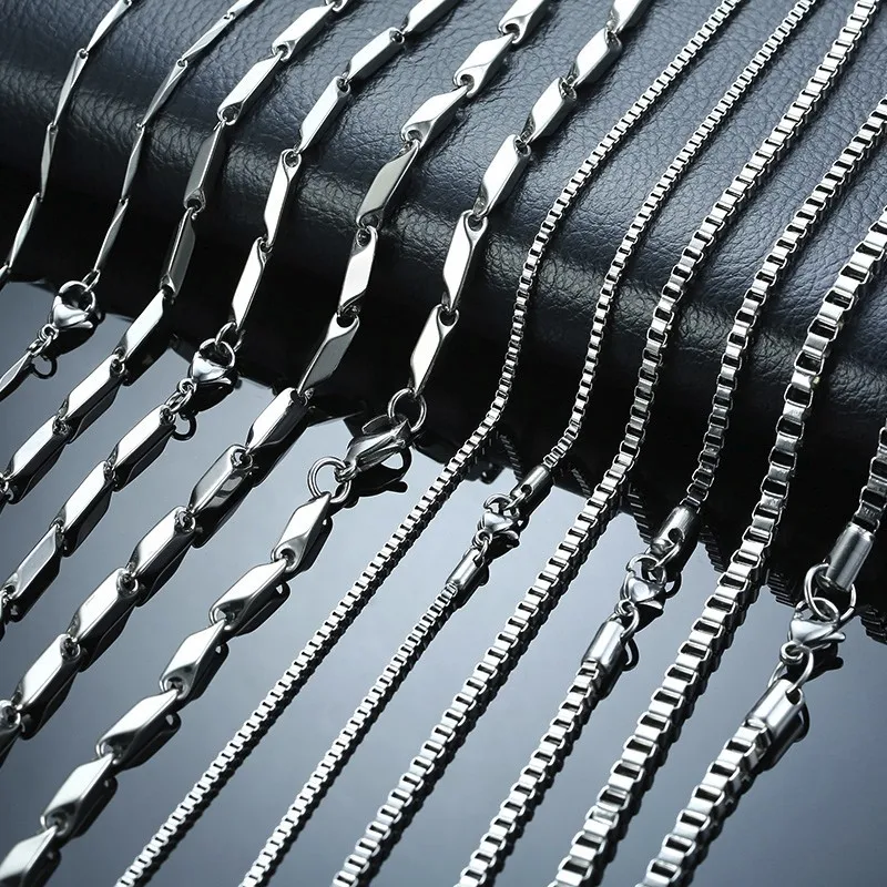 Серебряное Квадратное звено коробки и слиток цепочка на шею для мужчин чокер из