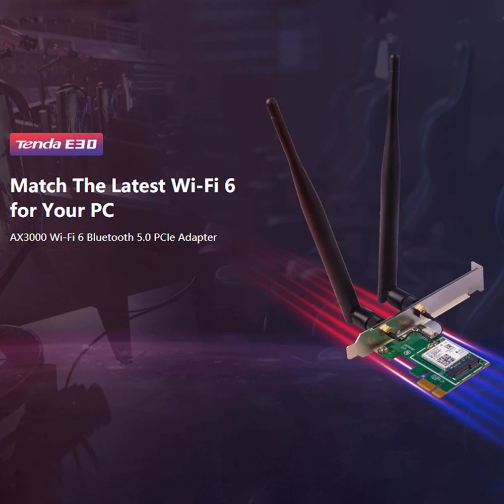 Беспроводной Wi-Fi адаптер Tenda E30 двухдиапазонный 6 3000 Мбит/с 2 4G/5G 802.11ac/ax Bluetooth 802 AX200NGW