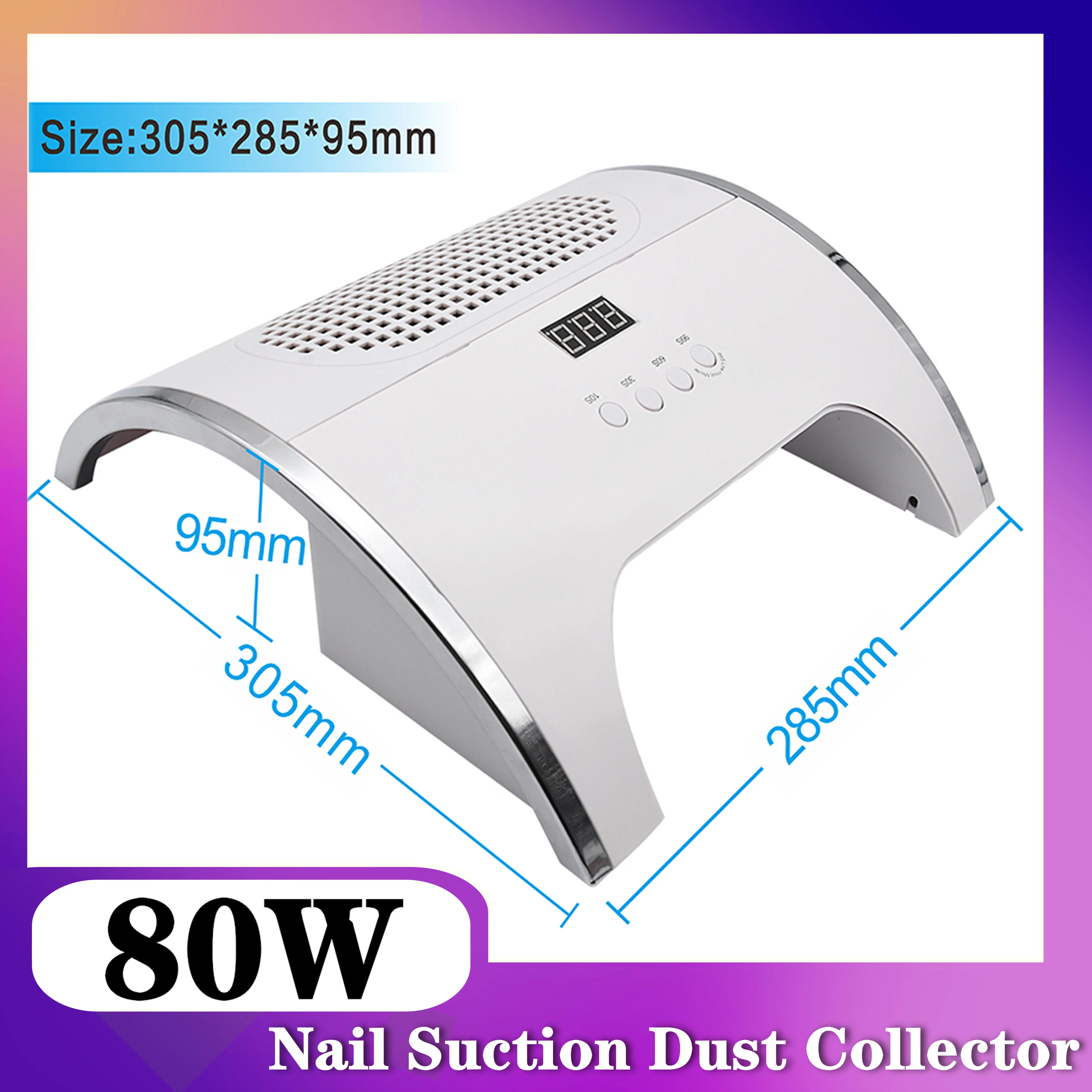 

80W Nail 2-IN-1 Nail Dust Collector Fan Powerful Nail Cleaner Low Noise Nail Salon Tool 36*UV/LED Nails Lamp