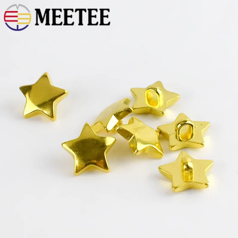 100 шт 15 мм звезды ABS пластиковые кнопки золото/серебро хвостовик Кнопка рубашка DIY