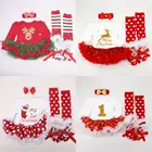 39 цветов, для маленьких девочек, для рождественских праздников, зеленый, красный, олень, в горошек, в полоску, с изображением Санта-елки, с оборками, пачка платье комбинезон, одежда на возраст от 0 до 18 месяцев