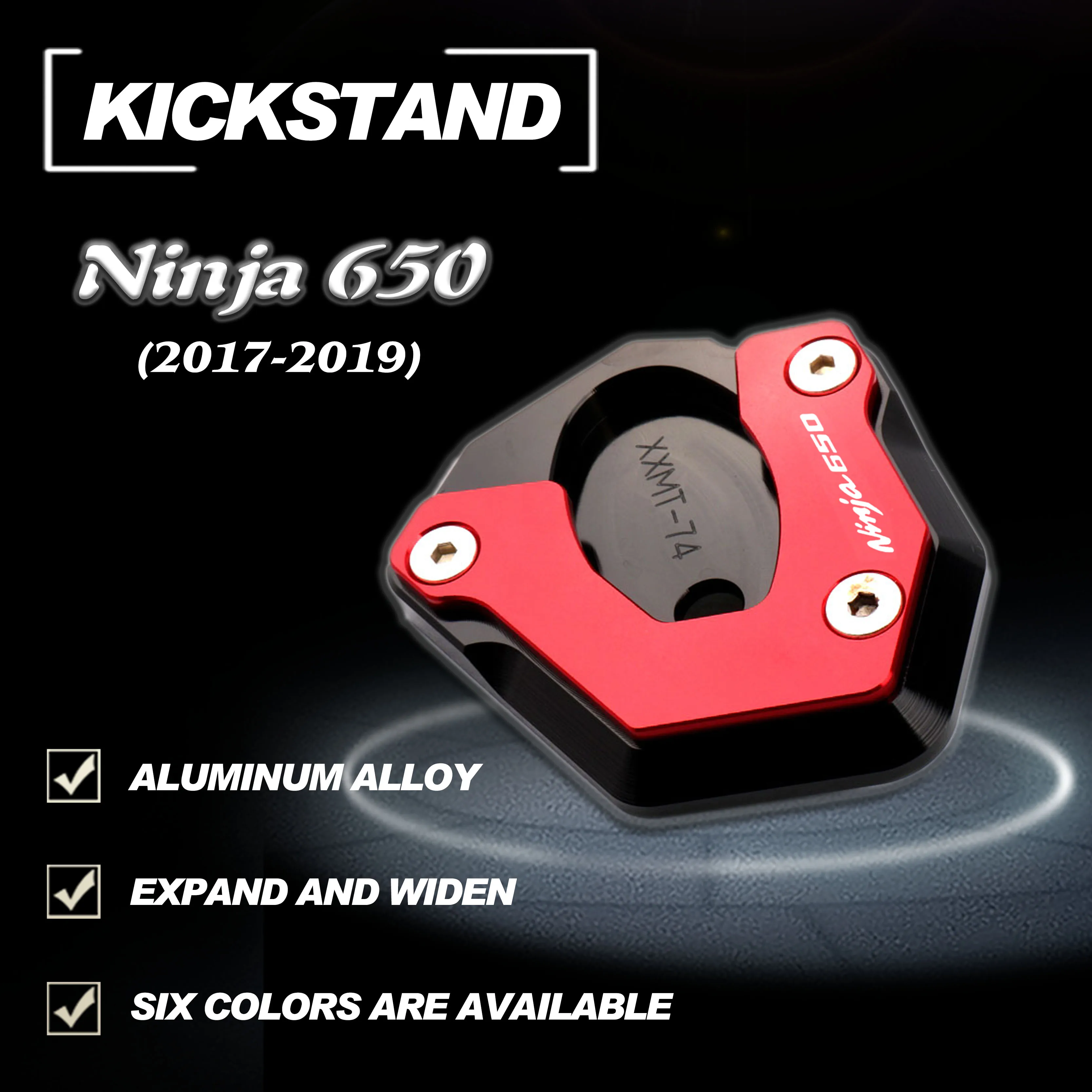 

For KAWASAKI NINJA650 NINJA650R Ninja 650 2017 2018 2019 2020 Motorcycle CNC Aluminum Kickstand Side Stand Extension Plate Pad