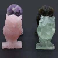 animal decoration natural stone owl shaped artificial mini ornament lucky gift bed room garden office desk small ornaments