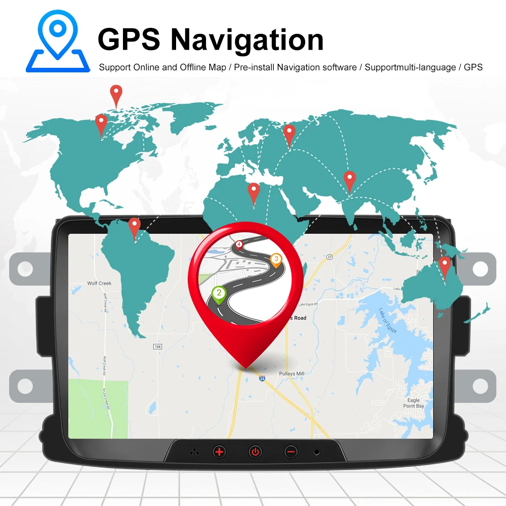 Мультимедийный плеер Podofo 8 дюймов Android 1 MP5 GPS навигация Автомагнитола для Renault Sandero