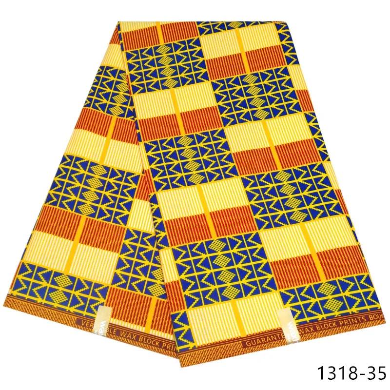 

2020 Latest african wax kente fabrics 6yards ankara african wax prints wholesale polyester ghana wax fabric for dress 1318