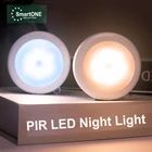 Новый светодиодный ночсветильник с пассивным инфракрасным датчиком движения, освещение под шкаф, настенная лампа на батарейках с автоматическим включениемвыключением, магнитная лампа для дома, чулана, кухни