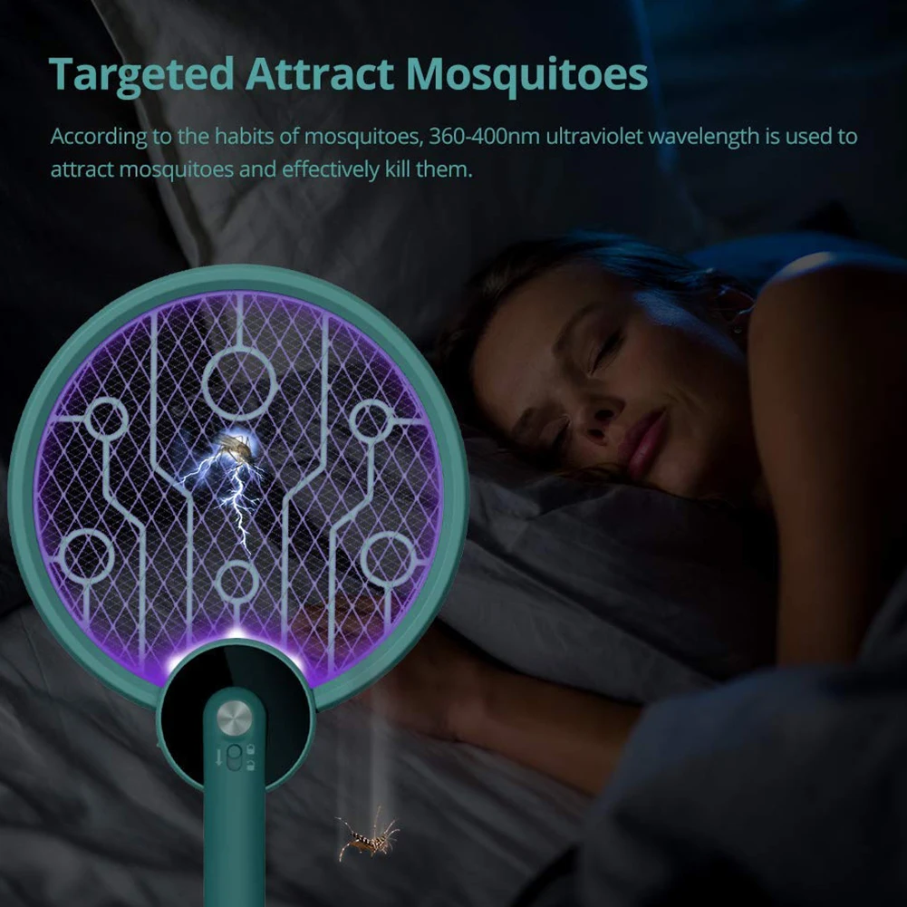 

Bug Zapper Racket 2 In 1 Foldable Electric Fly Swatter USB Rechargeable Mosquito Killer Fly Swatter Trap Home Bug Insect Racket