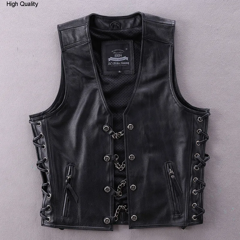 2020 мотоциклетный кожаный мужской жилет первый слой украшение из воловьей кожи