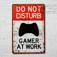 tin sign do not disturb gamer at work metal poster wall art decor rustic plaque bar cafe house home decor