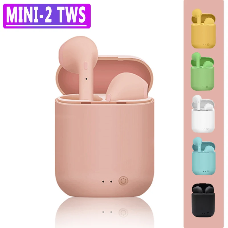 Беспроводные наушники Mini 2 TWS Bluetooth 5 0 матовые вкладыши Macaron с микрофоном зарядная