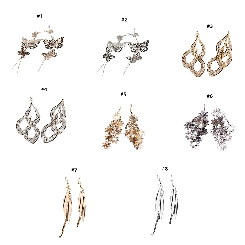 Женские серьги бабочки с двойным бантом длинные кисточки из сплава цветком