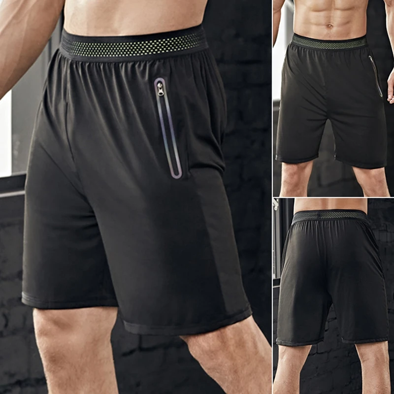 

Men's Quick-Drying Running Fitness Shorts Summer Breathable Loose Large Size Training Five-Point Pants Black