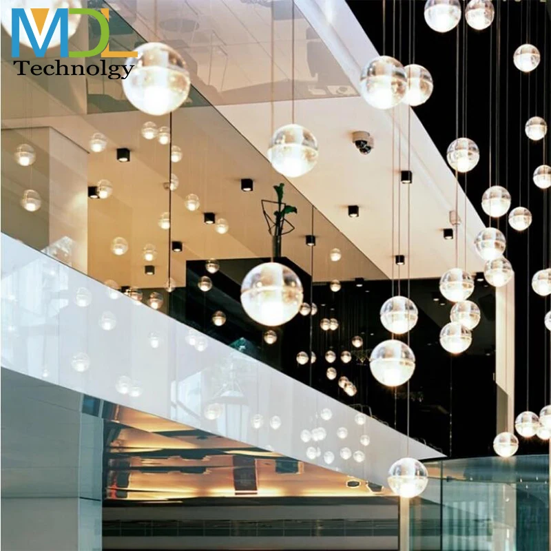 

MDLTechnology Modern Crystal G4 LED Pendant light Ball Hanging Light Fixture For Hotel Villa Staircase Restaurant Living Room