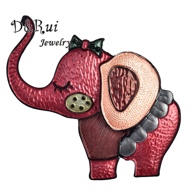 Броши с красной эмалью 2019 слоны для детей женские большие модные металлические