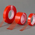 505 м красная толщина 0,2 мм * 1 мм-100 мм ширина прочная без следов ПЭТ пленка прозрачная двухсторонняя лента