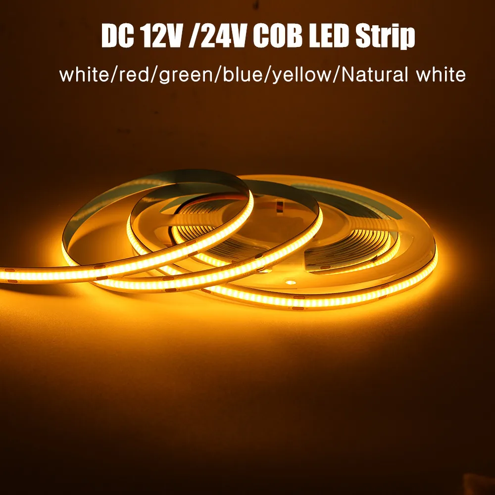 DC12V 24V COB Светодиодные ленты светильник супер яркий 384 Светодиоды высокой