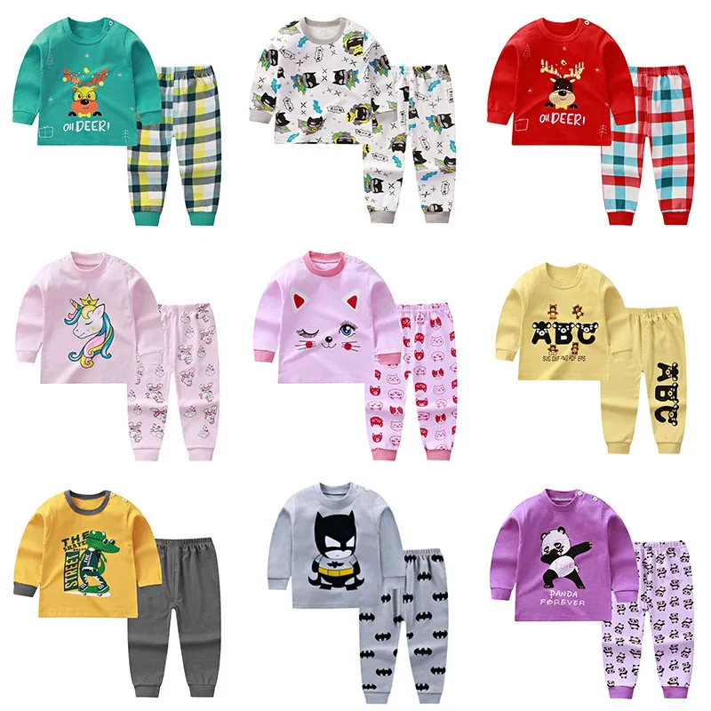 Недорогие осенние хлопковые комплекты для малышей футболка с мультяшным