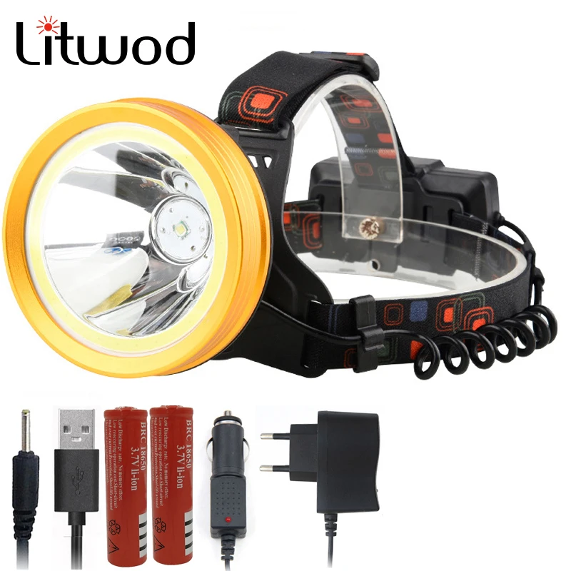Litwod Z20 136 & 9010 светодиодный налобный фонарь XM L T6 COB алюминиевая чашка 18650 батарея