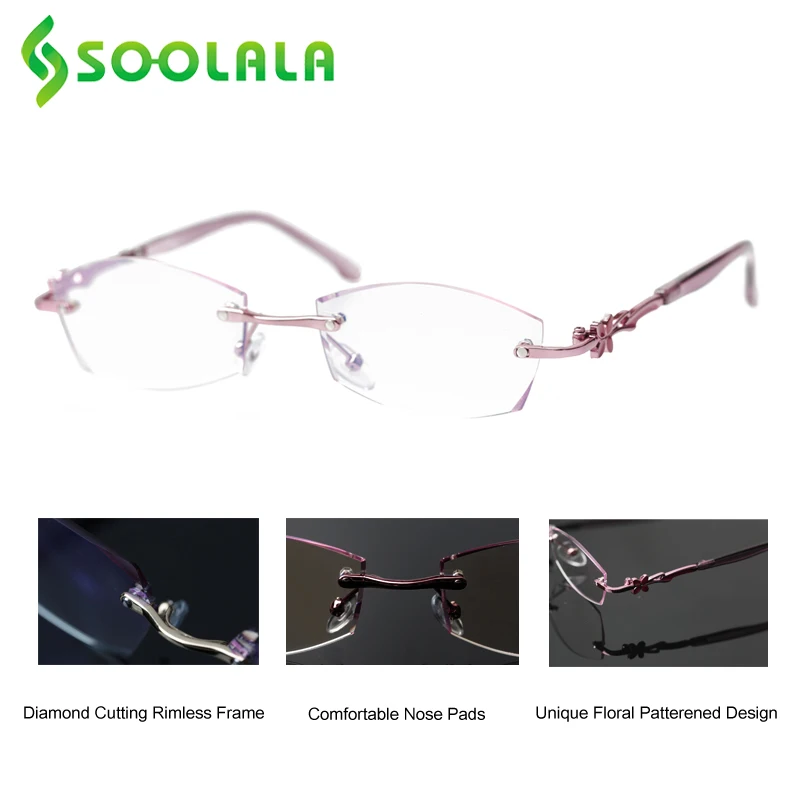 SOOLALA Алмазного Reading Glasses женщины Уникальной цветочные Patterened Optical Eyeglasses