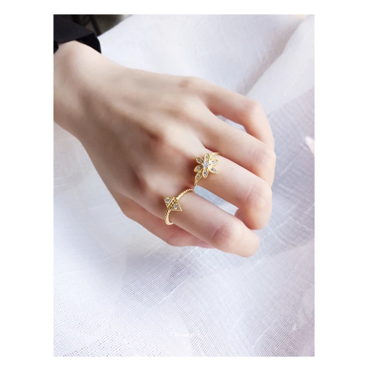 Женское кольцо из серебра 925 пробы Anillos 18 К Золотое с солнечным цветком Брендовое