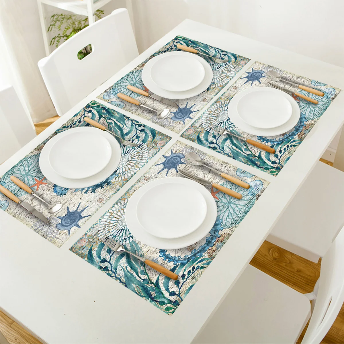 4 6 штук в партии комплект Коврики на стол морской Стиль конек жизнь Столовая
