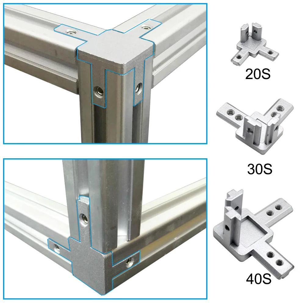 Угловой Кронштейн с тремя концами черного и серебристого цветов винтами для