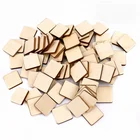 Деревянные квадраты пустое, необработанные квадратные деревянные вырезы для творчества, 50 шт., 20 мм, 0,78 дюйма