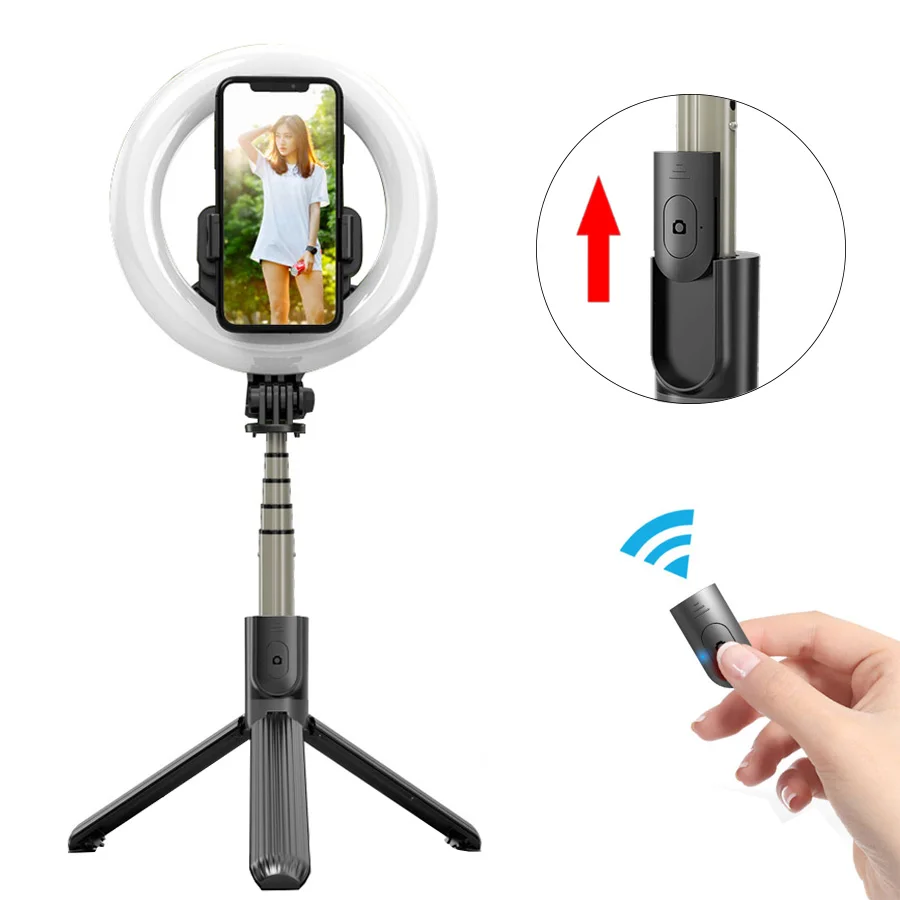 Кольцевой светильник для селфи LED лампа 5 дюймов с держателем телефона штативом и