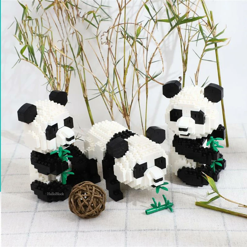 

Panda Diamond Building Blocks Cute Cartoon Panda 3D Modle Educational Bricks Anime Toys For Boys Christmas Gifts action figure