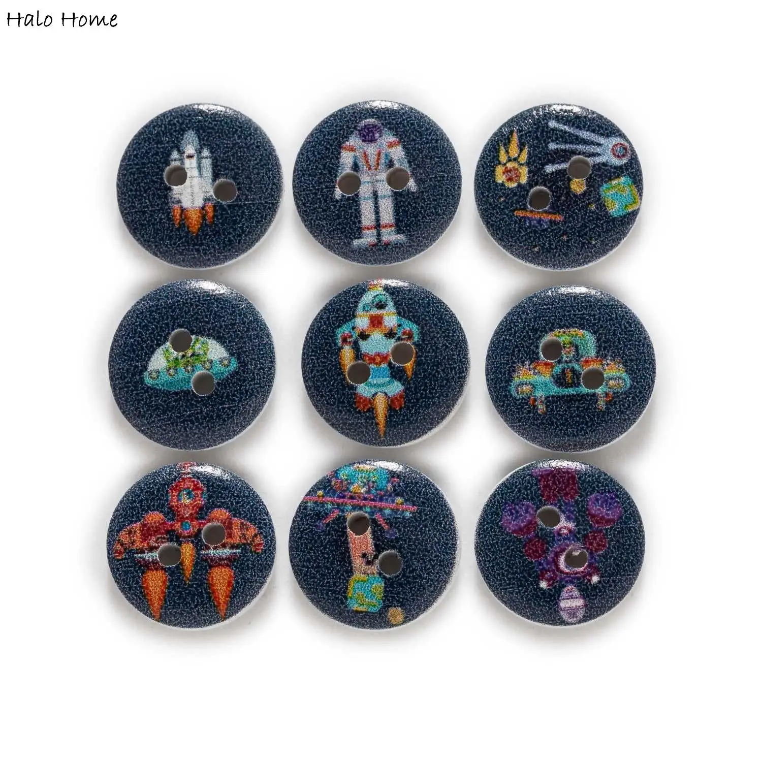 

50pcs Space Printing Richly Colorful Mix Round Wood Button Sewing Scrapbooking Clothing Crafts Handwork Accessories 15mm