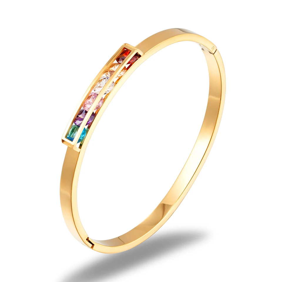 Новый дизайн модные браслеты и из нержавеющей стали с разноцветными кристаллами