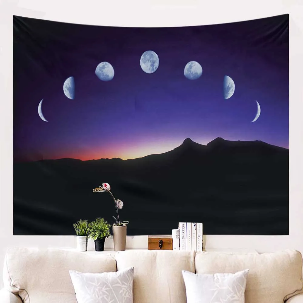 Ночная горная Луна МАНДАЛА ГОБЕЛЕН настенный хиппи бохо Декор Psychedelic гобелены