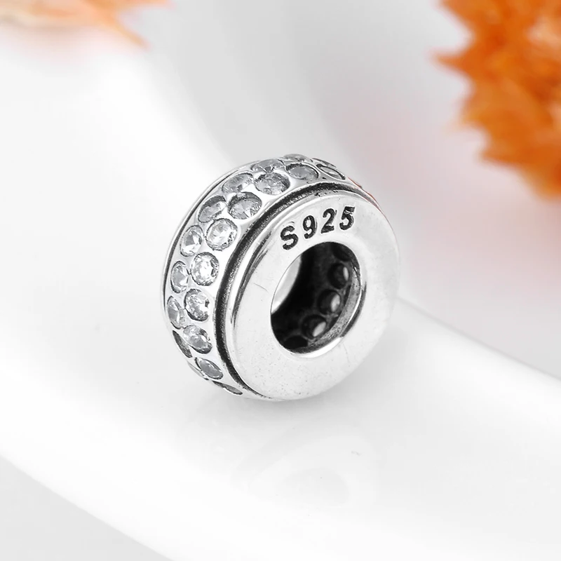 Женские круглые бусины из серебра 925 пробы с фианитом | Украшения и аксессуары