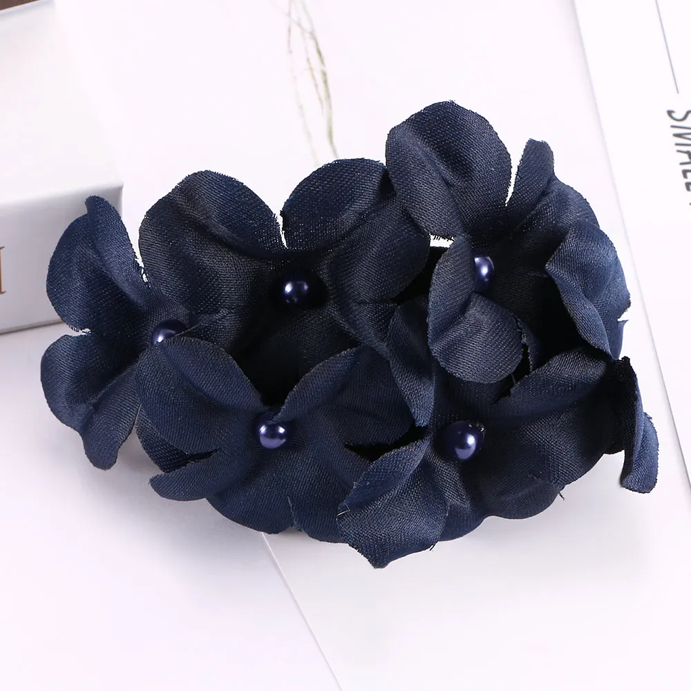 dark blue Модные женские шпильки с кристаллами, с цветами из страз заколка для волос Летний стиль для очаровательных женщин - Окраска металла: dark blue