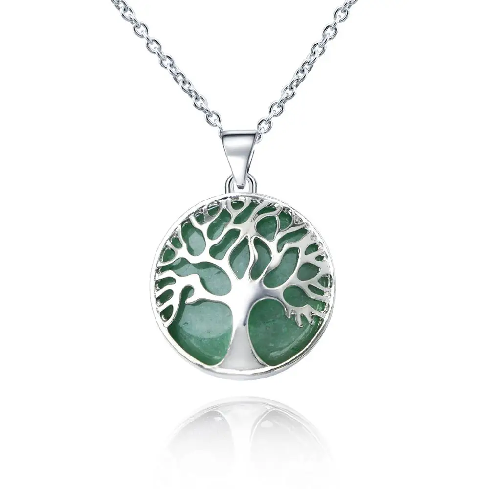 Кулон Древо жизни ожерелье с натуральным драгоценным камнем кристаллами