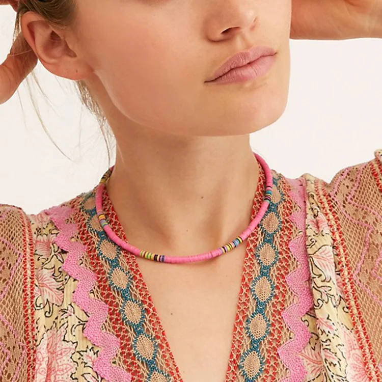 Ожерелье из полимерной глины для женщин чокер в стиле бохо мягкой керамики